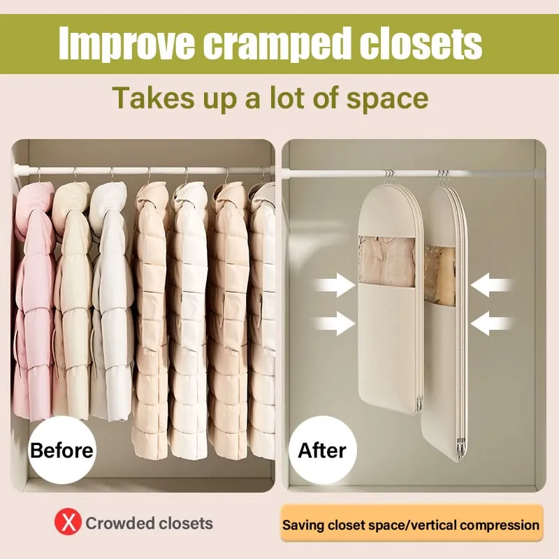 2025 Space Saving Hanging Garment Bag with Self Compression Zipper