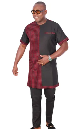 African Senator Traditional Set Black Linen