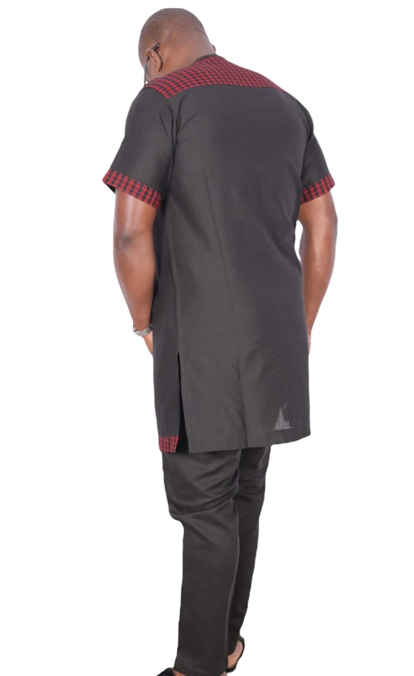 African Senator Traditional Set Black Linen