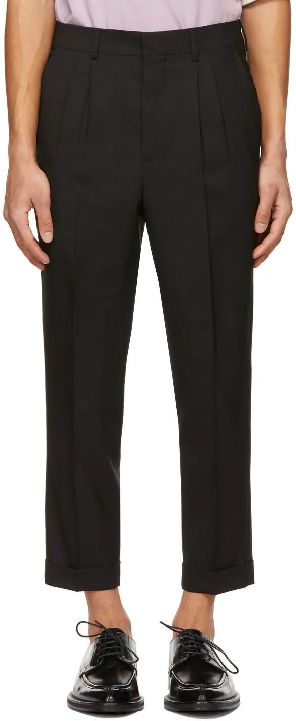 AMI Alexandre Mattiussi Black Tropical Wool Carrot Fit Trousers