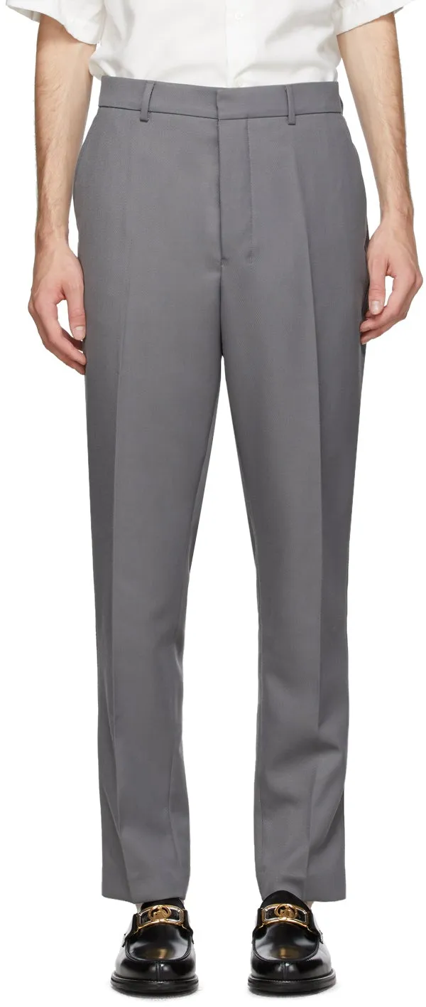 AMI Alexandre Mattiussi Grey Twill Carrot Trousers
