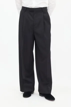 Black Pleated Wide Trouser