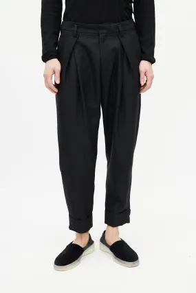 Black Striped Wool Cuffed Trouser