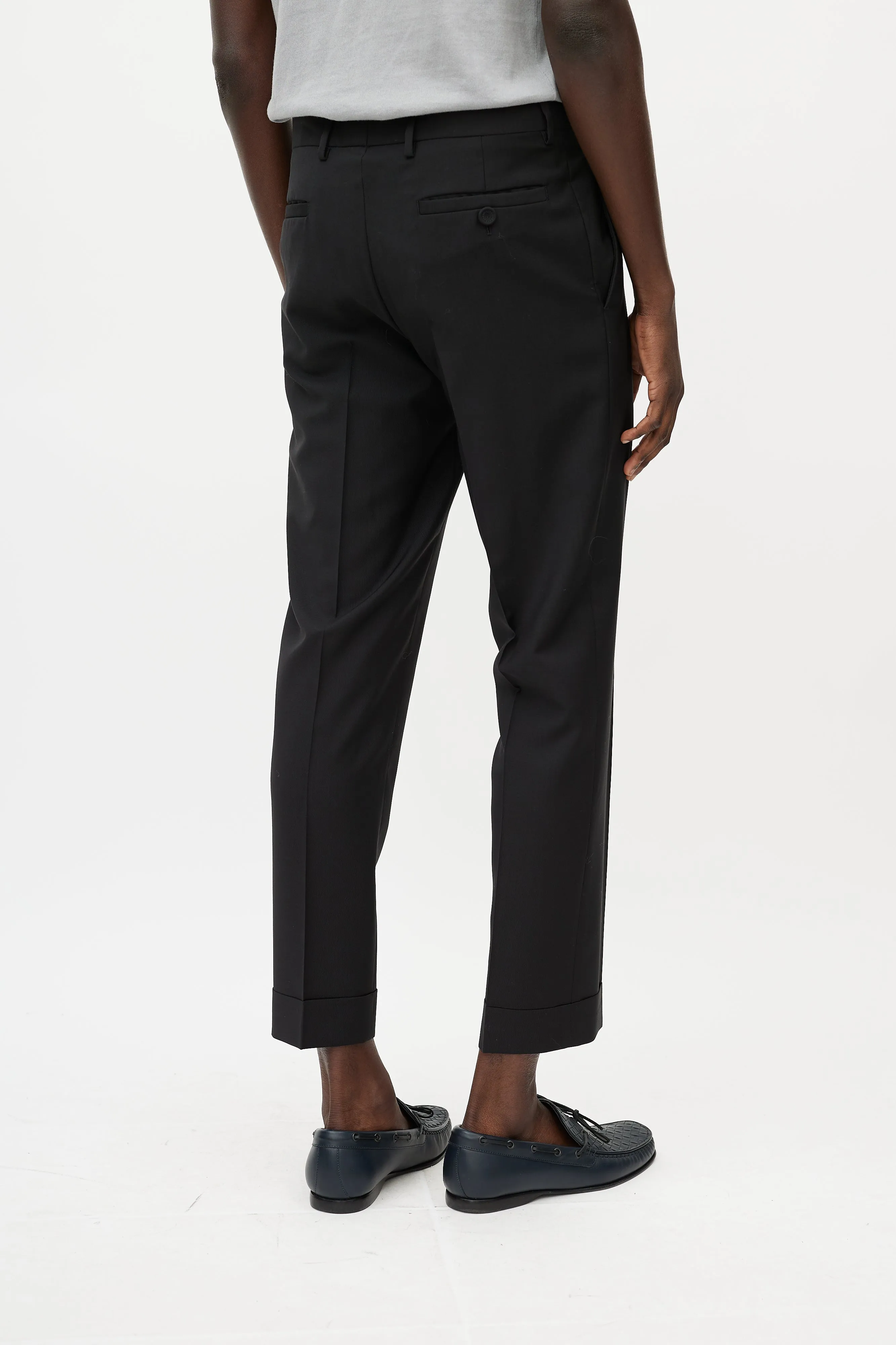 Black Wool & Mohair Cuffed Trouser