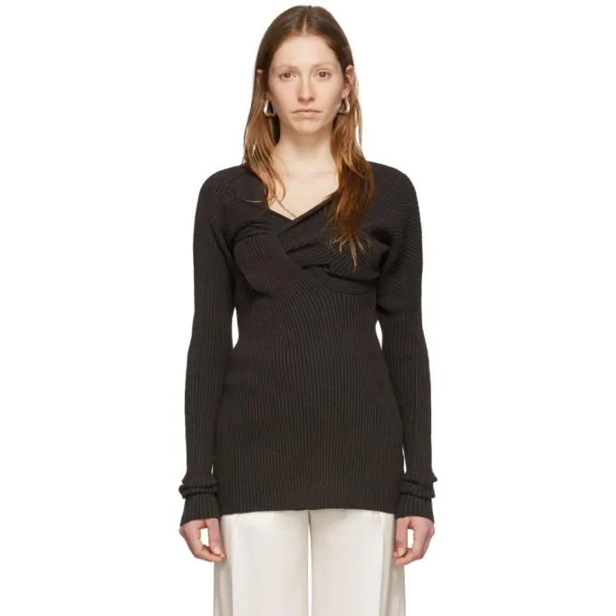 Bottega Veneta Brown Draped Knit Sweater