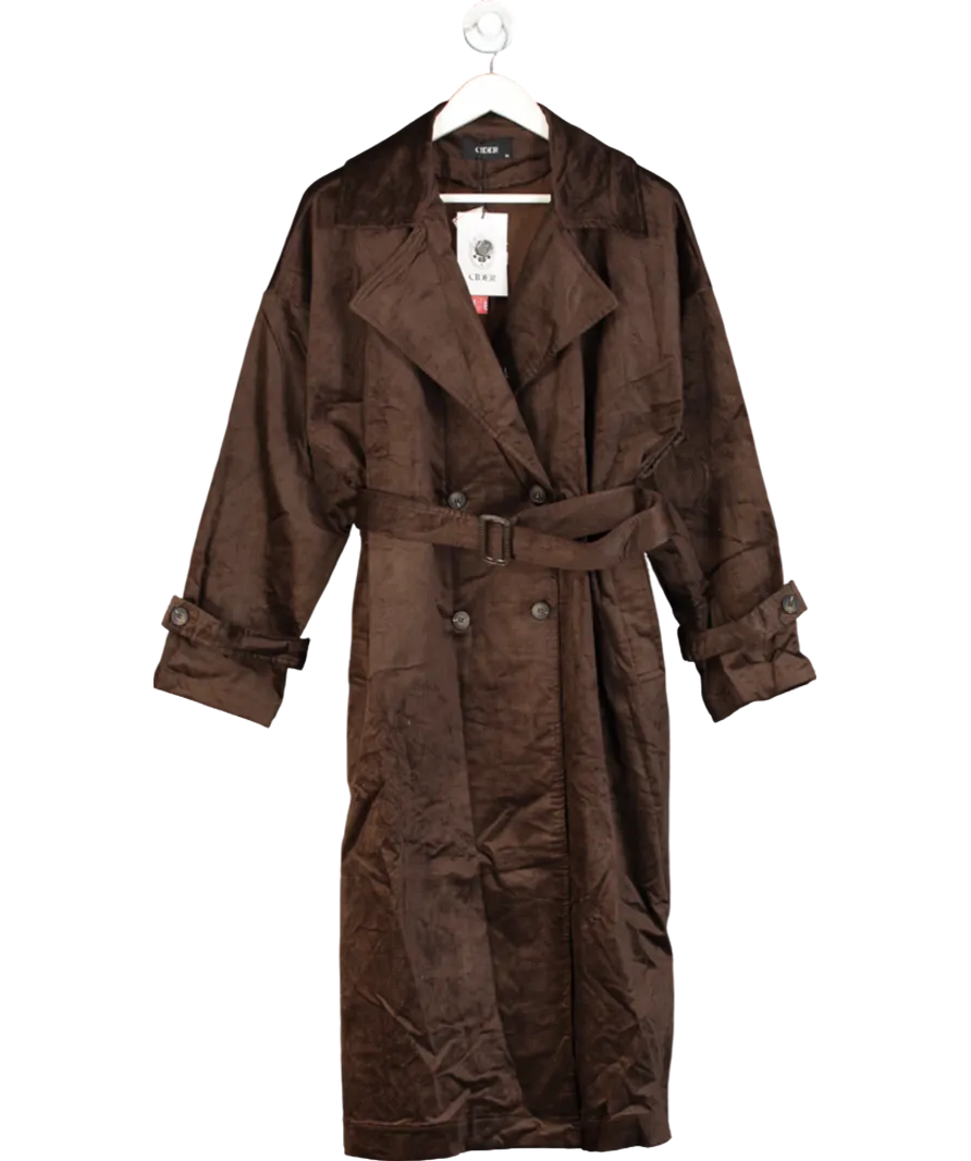 Cider Brown Suede Oversized Trench Coat UK XL