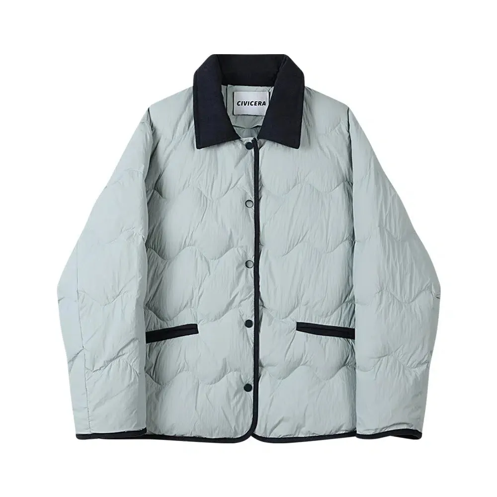 Contrast Collar Quilted Down Jacket