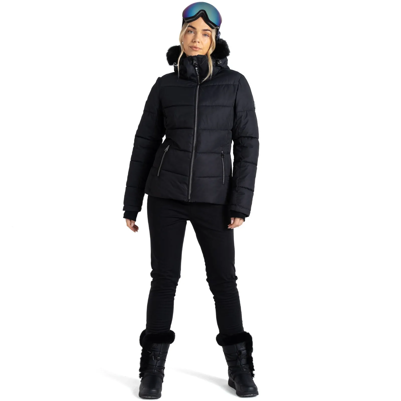 Dare 2 b Womens Glamourize IV Faux Fur Hooded Waterproof Ski Jacket - Black