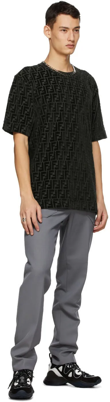 Fendi Grey Wool Belted Trousers