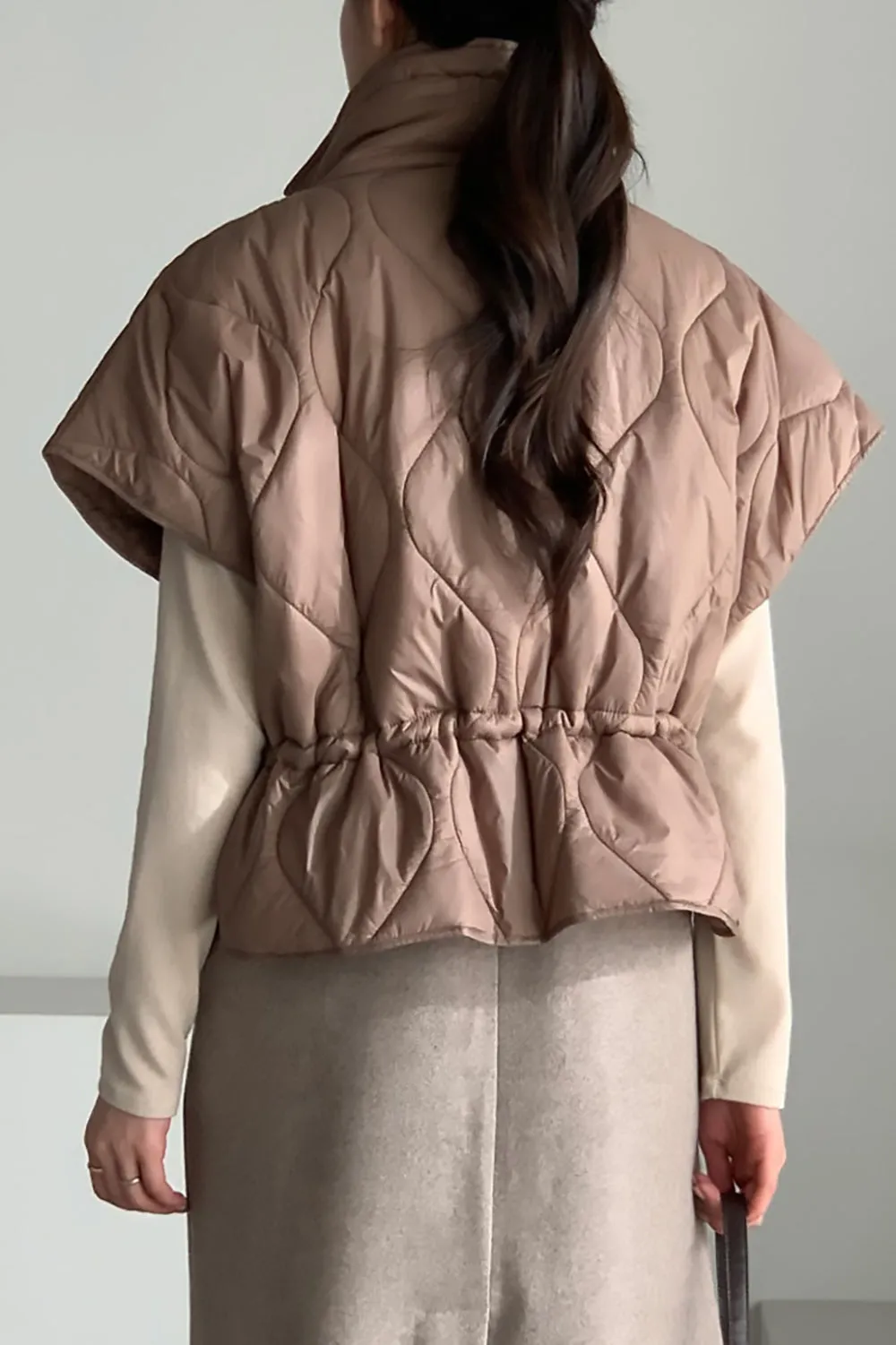 High Neck Quilted Short Vest