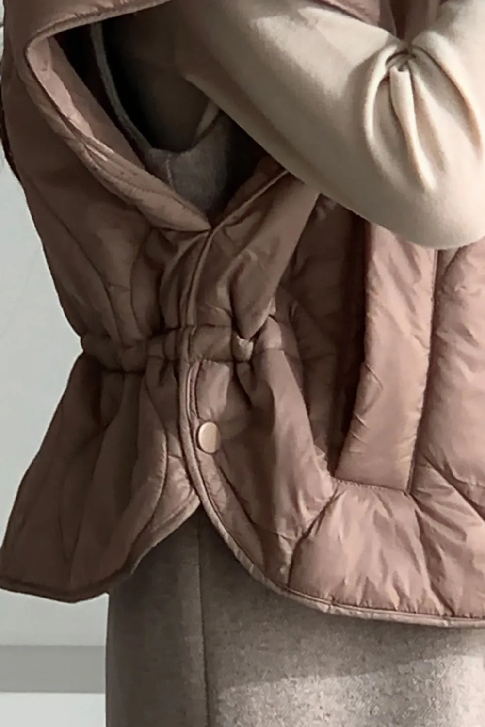High Neck Quilted Short Vest