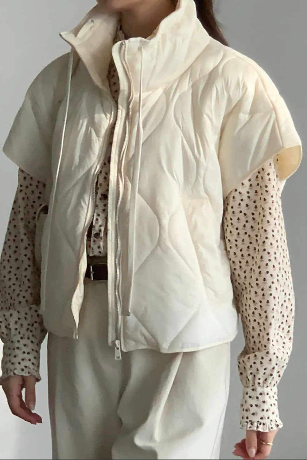 High Neck Quilted Short Vest