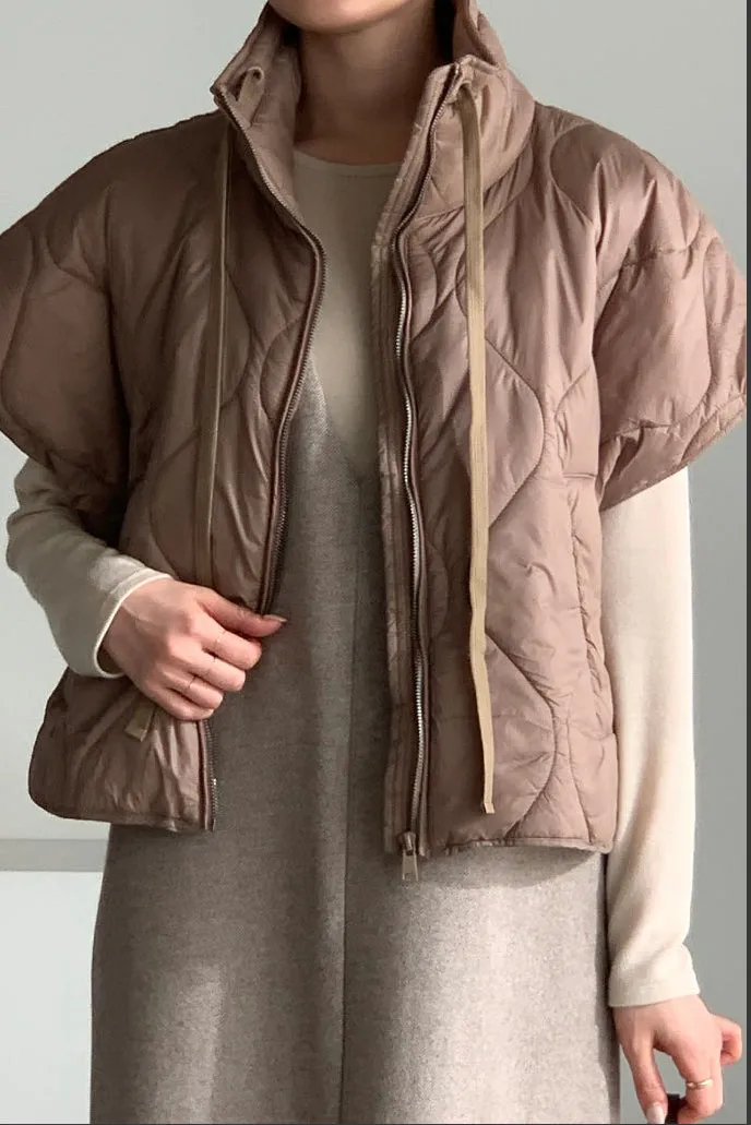 High Neck Quilted Short Vest