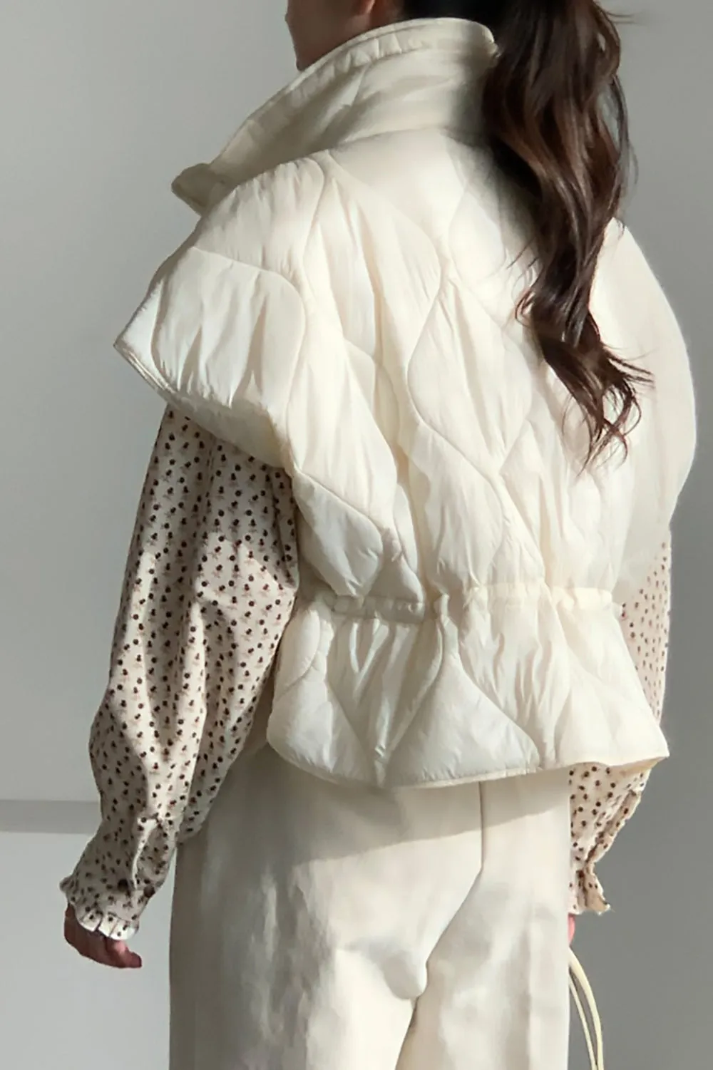 High Neck Quilted Short Vest