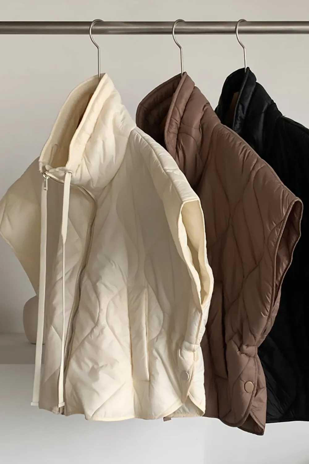 High Neck Quilted Short Vest