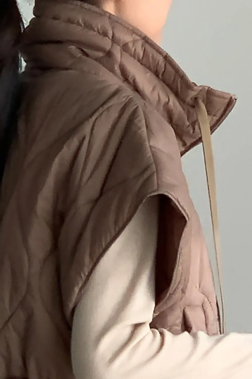 High Neck Quilted Short Vest