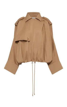 Hunt Oversized Trench Jacket in Camel Sea Island Cotton Twill