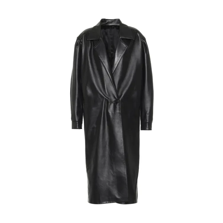 KAYSE Leather Maxi Trench Coat