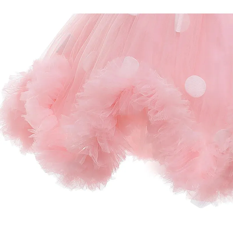 Newborn Baby Girls Polka Dot Princess Dress Kids 1st Year Baptism Costume Formal Evening Ball Gown Wedding Birthday Party Outfit
