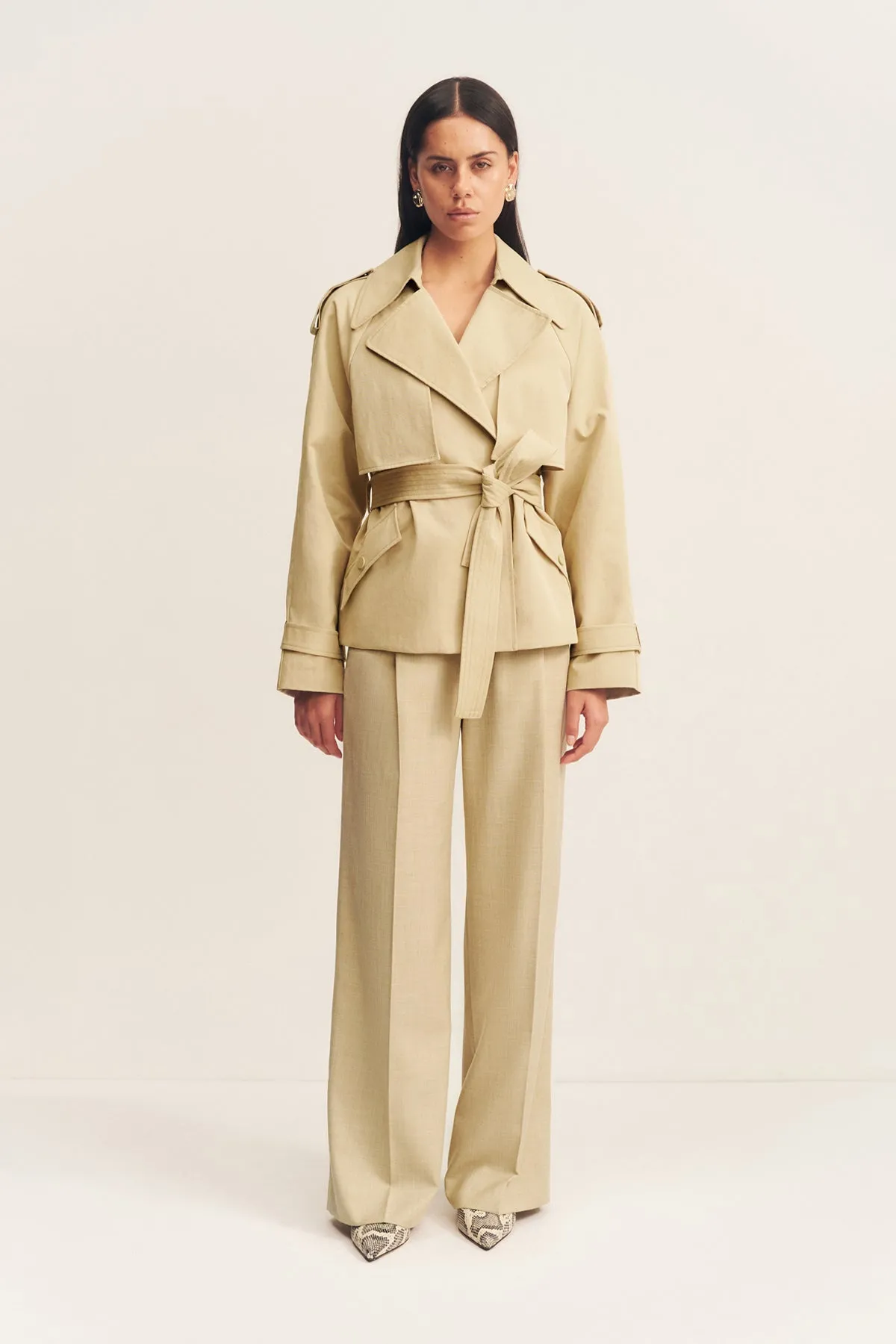 WARREN CROPPED TRENCH JACKET - WILLOW