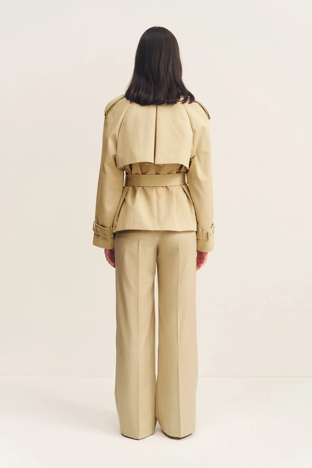 WARREN CROPPED TRENCH JACKET - WILLOW