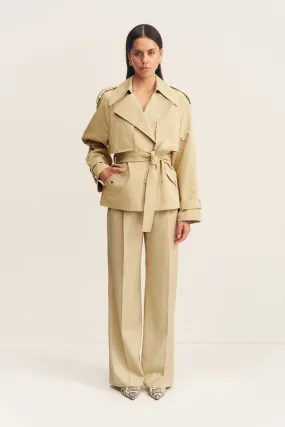 WARREN CROPPED TRENCH JACKET - WILLOW