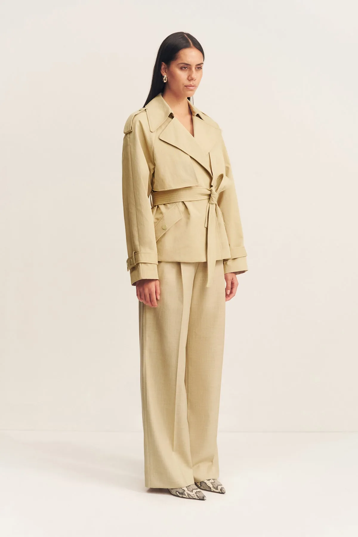 WARREN CROPPED TRENCH JACKET - WILLOW