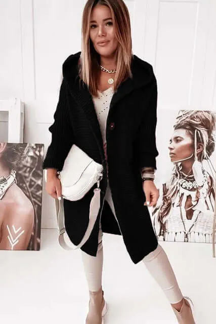 Women's Long-Sleeve Knitted Cardigan
